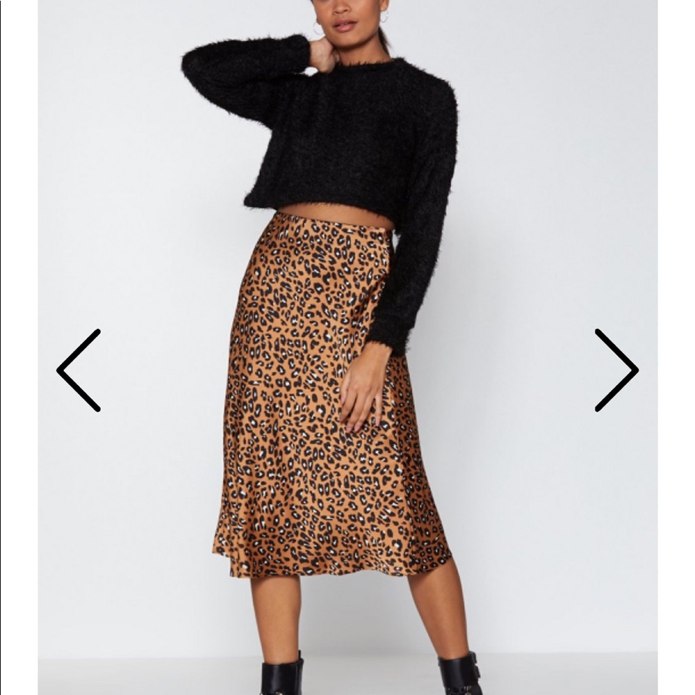 Nasty gal mid length animal print skirt
